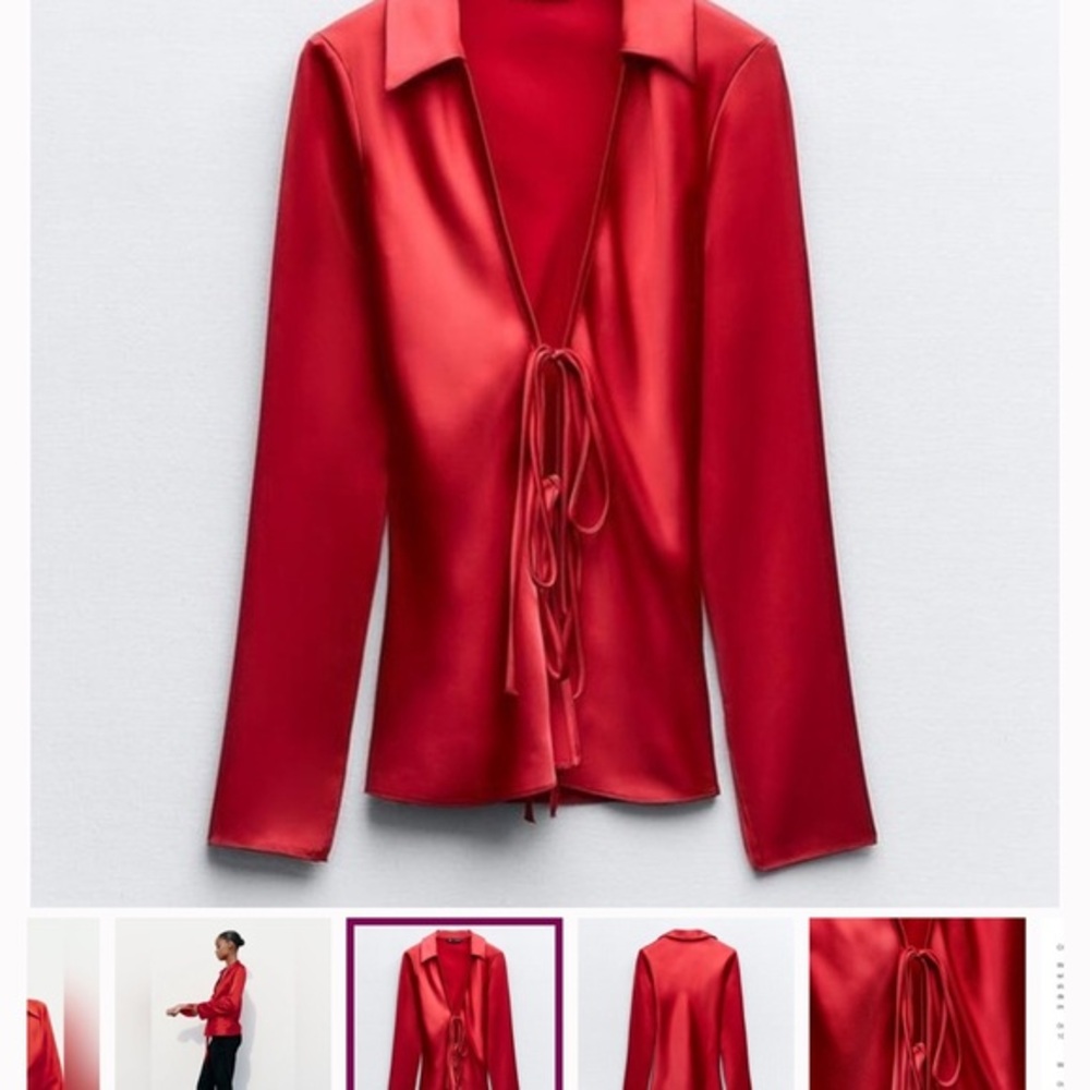 ZARA Red Satin Wrap Blouse💕💕